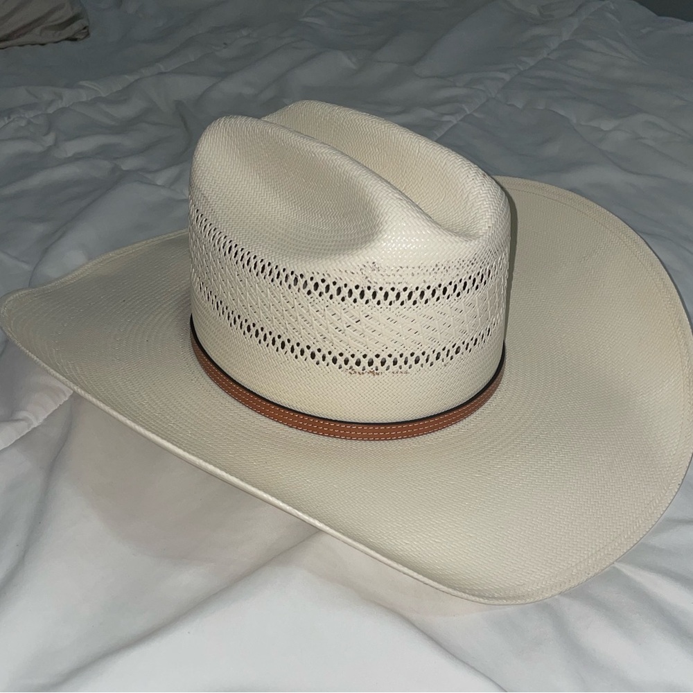 George Straight Resistol Cream Cowboy Hat with Brown Band